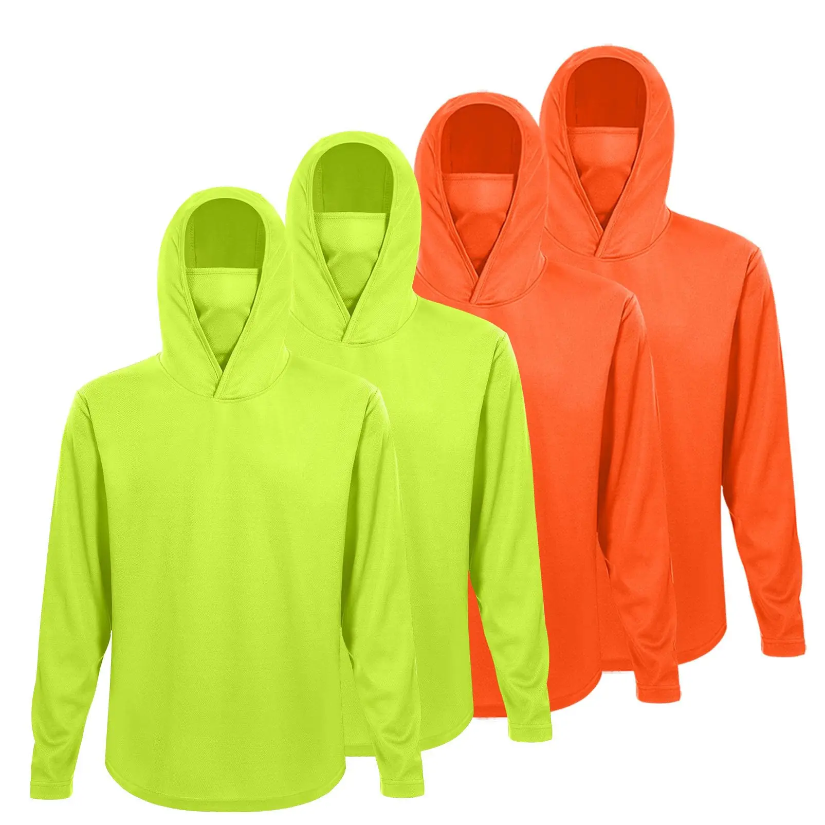 4 Pack Men's Running Hoodie with Face Mask Hooded Shirts for Men Fishing Athletic Running Activewear Workout Sun Protection