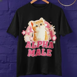 Alpha Male Male Funny Meme Tshirt Cute Cat Meme Tee Summer Sweatshirt Pattern Printing Tee Top Cat Lover Gift Summer Cotton Tees
