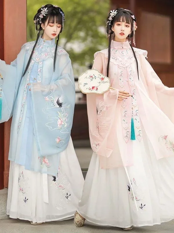 Hanfu أنثى النمط الصيني التقليدي Hanfu مينغ سلالة سحابة الكتف الوقوف طوق فستان زي القديمة الجنية بدلة أنيقة