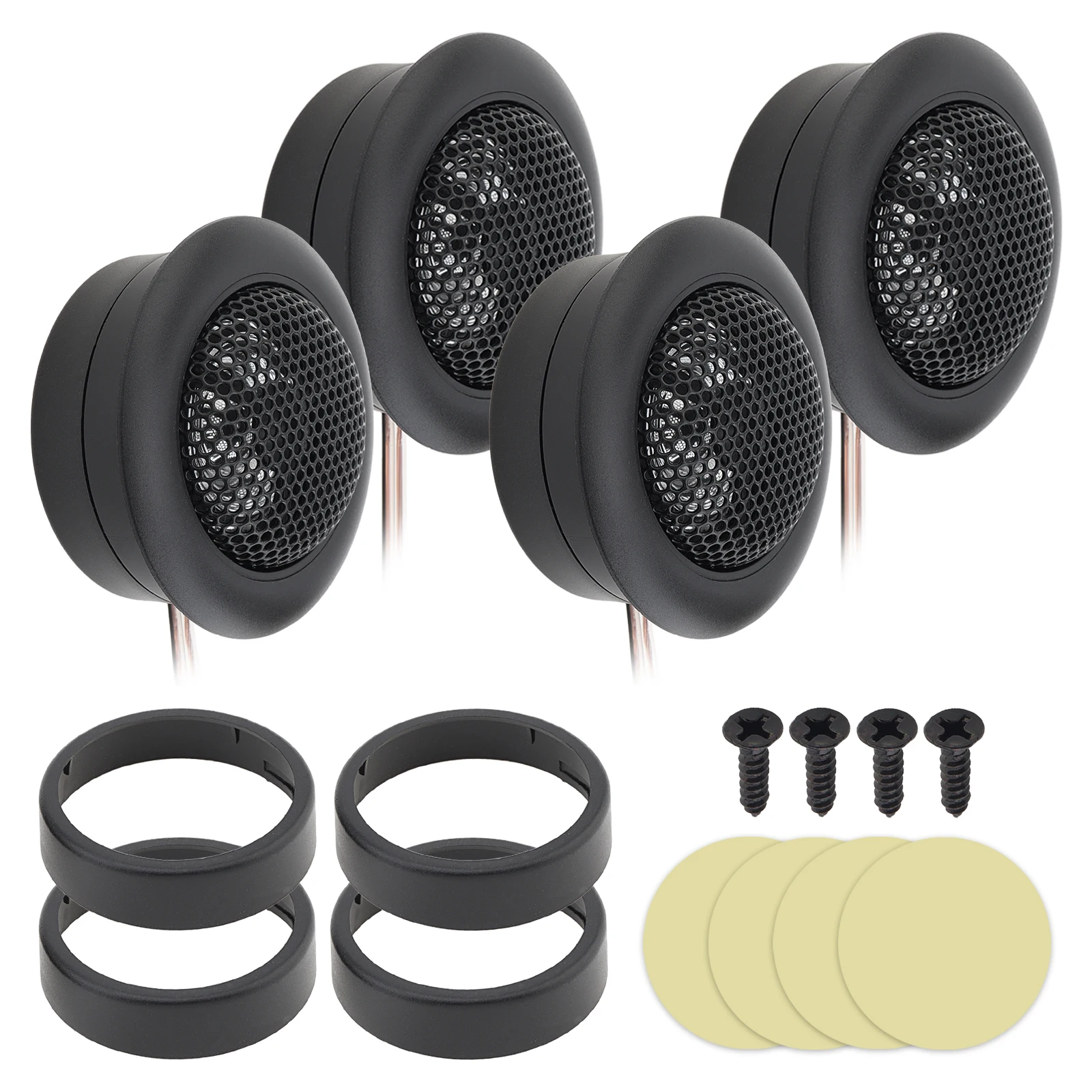 4pcs 800W 25mm Dome Tweeter Speaker Universal High Frequency Tweeters for Car Audio System with Spare Casing