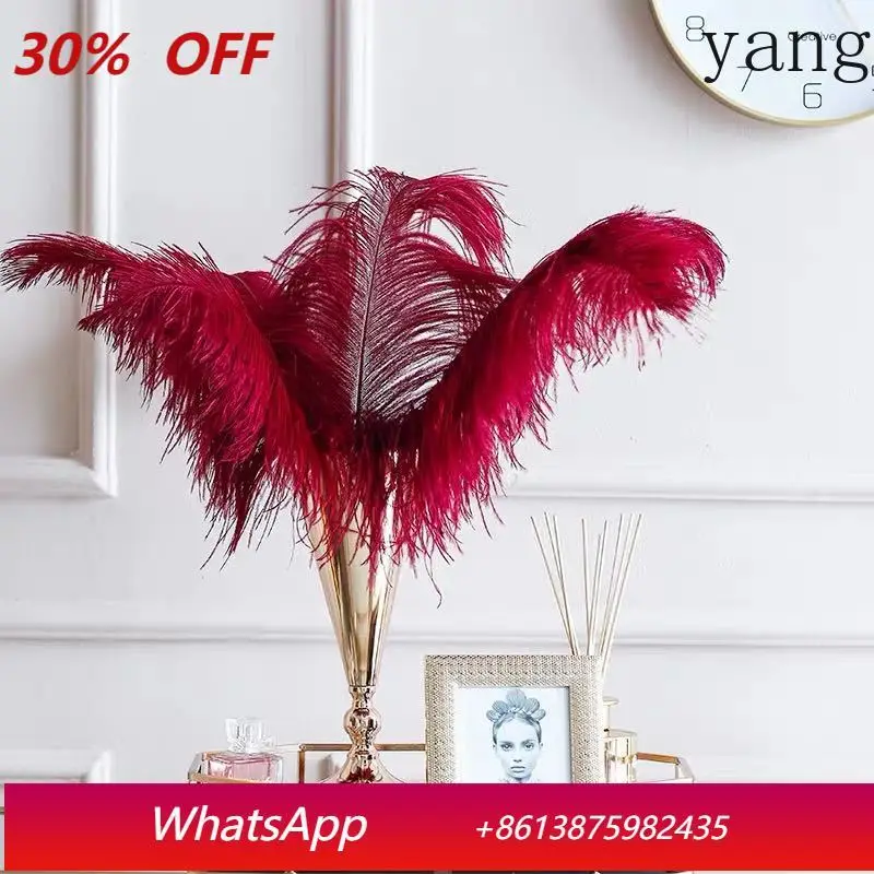 

Yjq 6 шт. белых перьев страуса 55-60 см для свадебного декора, разноцветные перья для цветочных композиций, длинные страусиные перья
