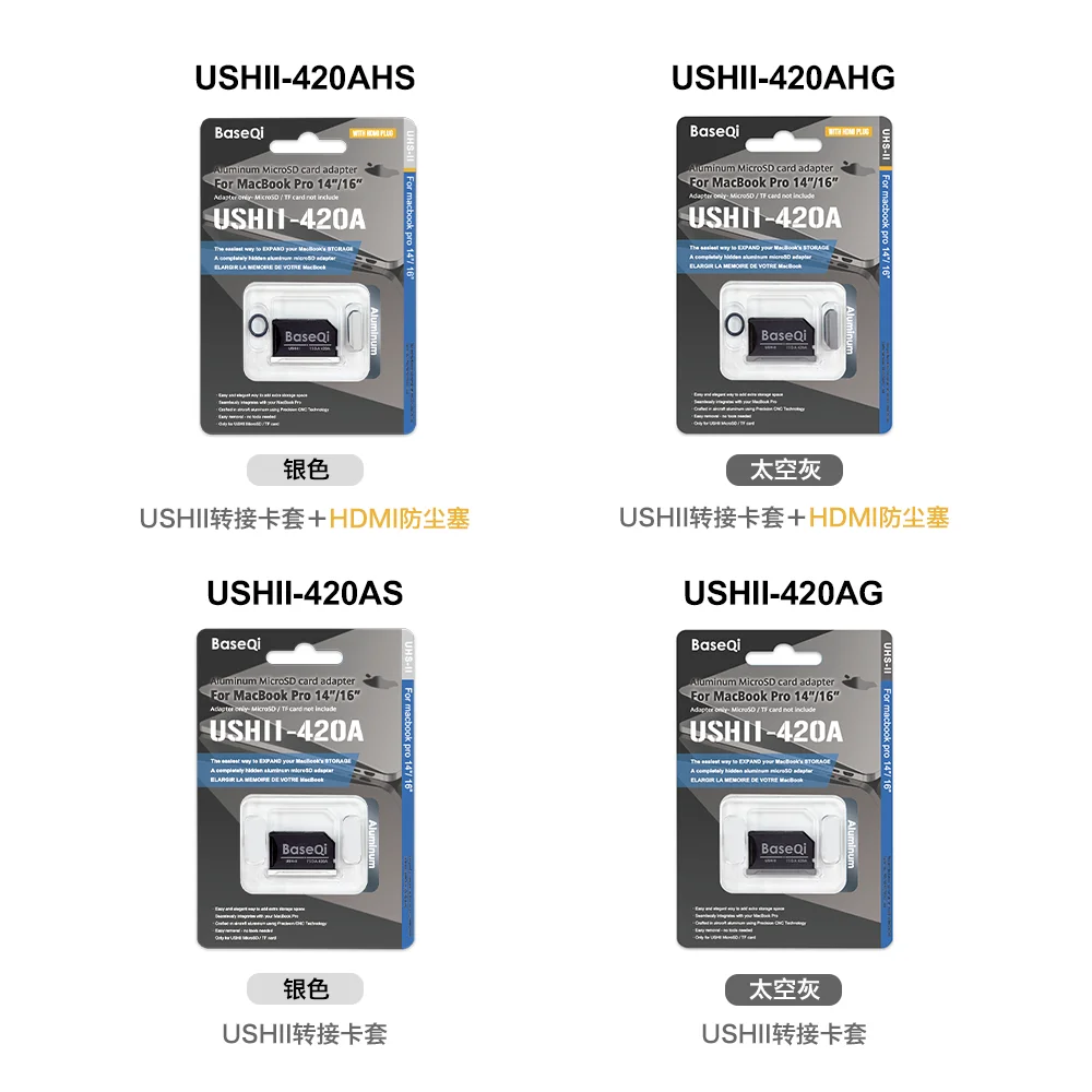 

For BaseQi Apple MacBookPro Deep Space Black 14/16 Aluminum Alloy Hidden Card MicroSD Card Holder FOR Wholesale