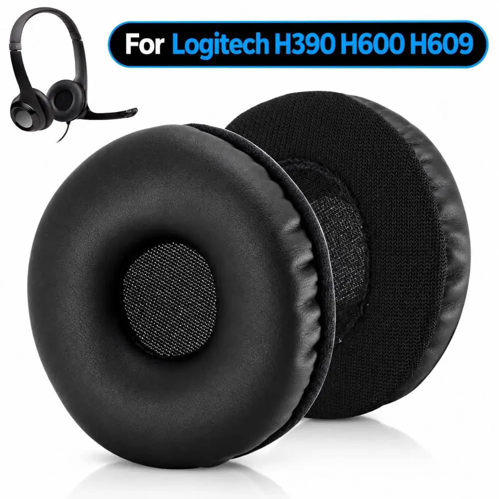 New Soft Foam Replacement Ear Pads Round Black Ear Cushions Breathable Earpads Cushion Cover For Logitech H390 H600 H609