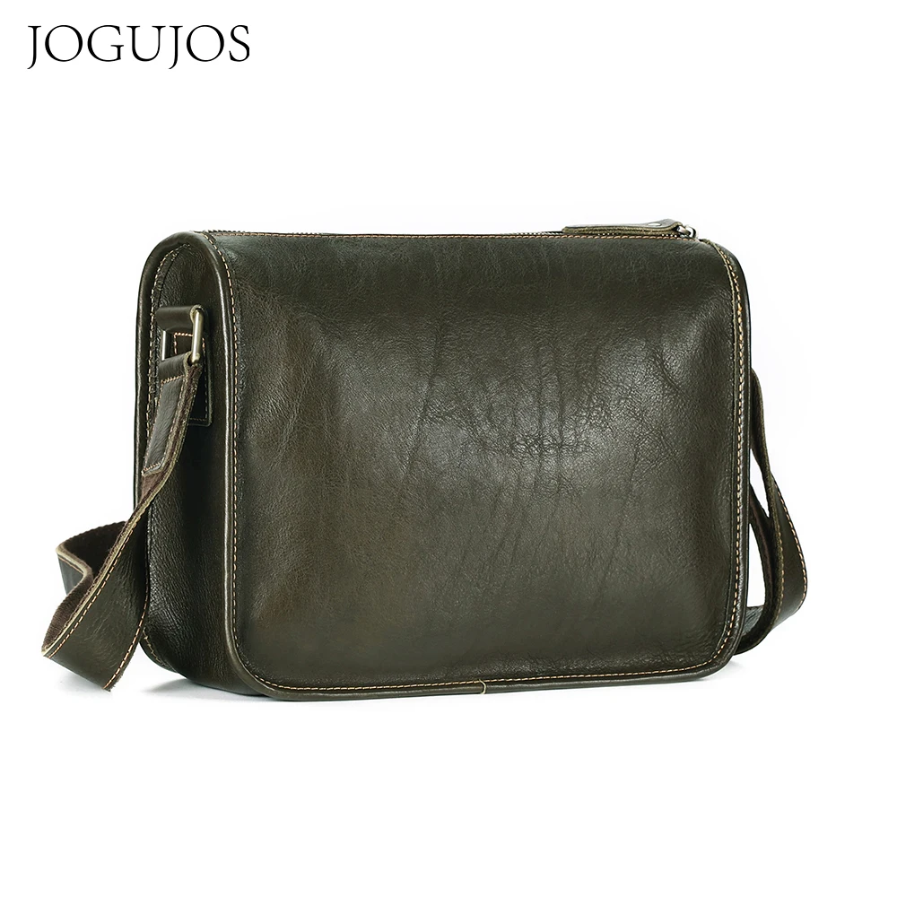 JOGUJOS-Bolso de mensajero de cuero de vaca genuino para hombre, bandolera pequeña informal para trabajo de negocios, bolso de hombro de cuero