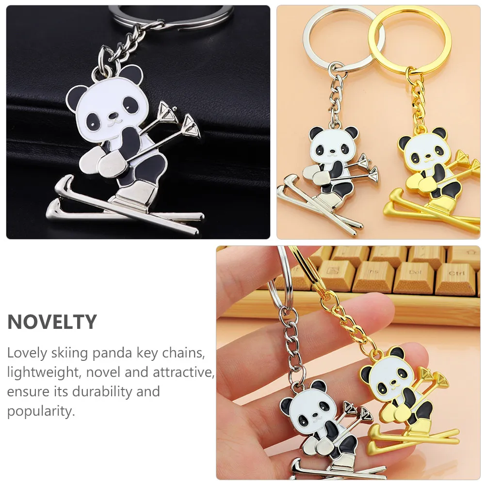2 Pcs Cute Panda Magnetic Keychain for Backpacks, Snowboard Charm Accessories