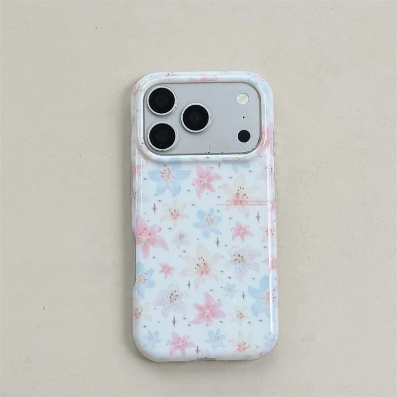 For iPhone 17 16 15 Pro Max Case Cute Floral Flower Soft TPU Clear Back Cover Shockproof Slim Camera Protection Phone Cases Girl