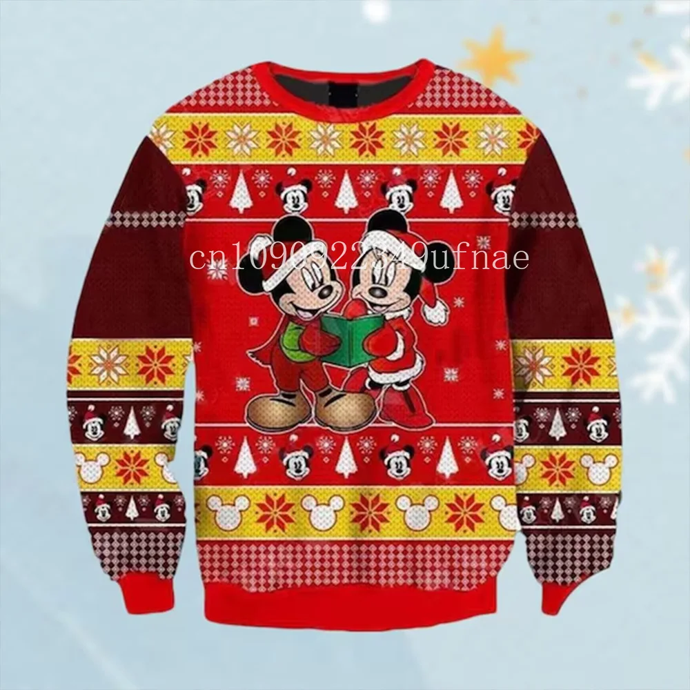 2025Disney  Christmas Sweater Men's Womens 3d Ugly Sweater Mickey Ugly Christmas Sweater Anime Xmas Gifts Sweater