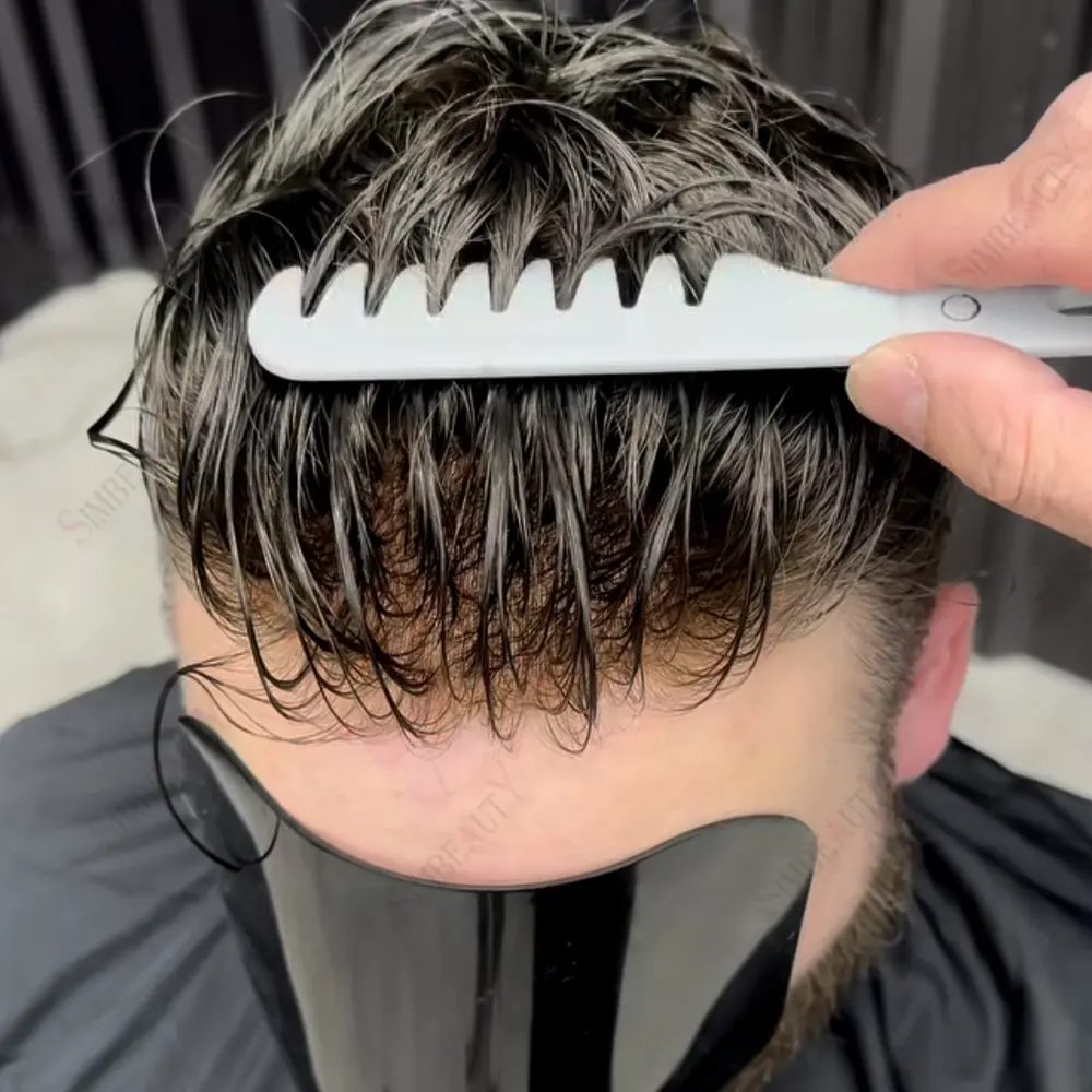 

80 Плотность Коричневый 1b20 520 # Черный, серый протез человеческих волос, полный мужской парик из искусственной кожи, 0,03 мм, тонкая кожа, мужские парики, системы замены