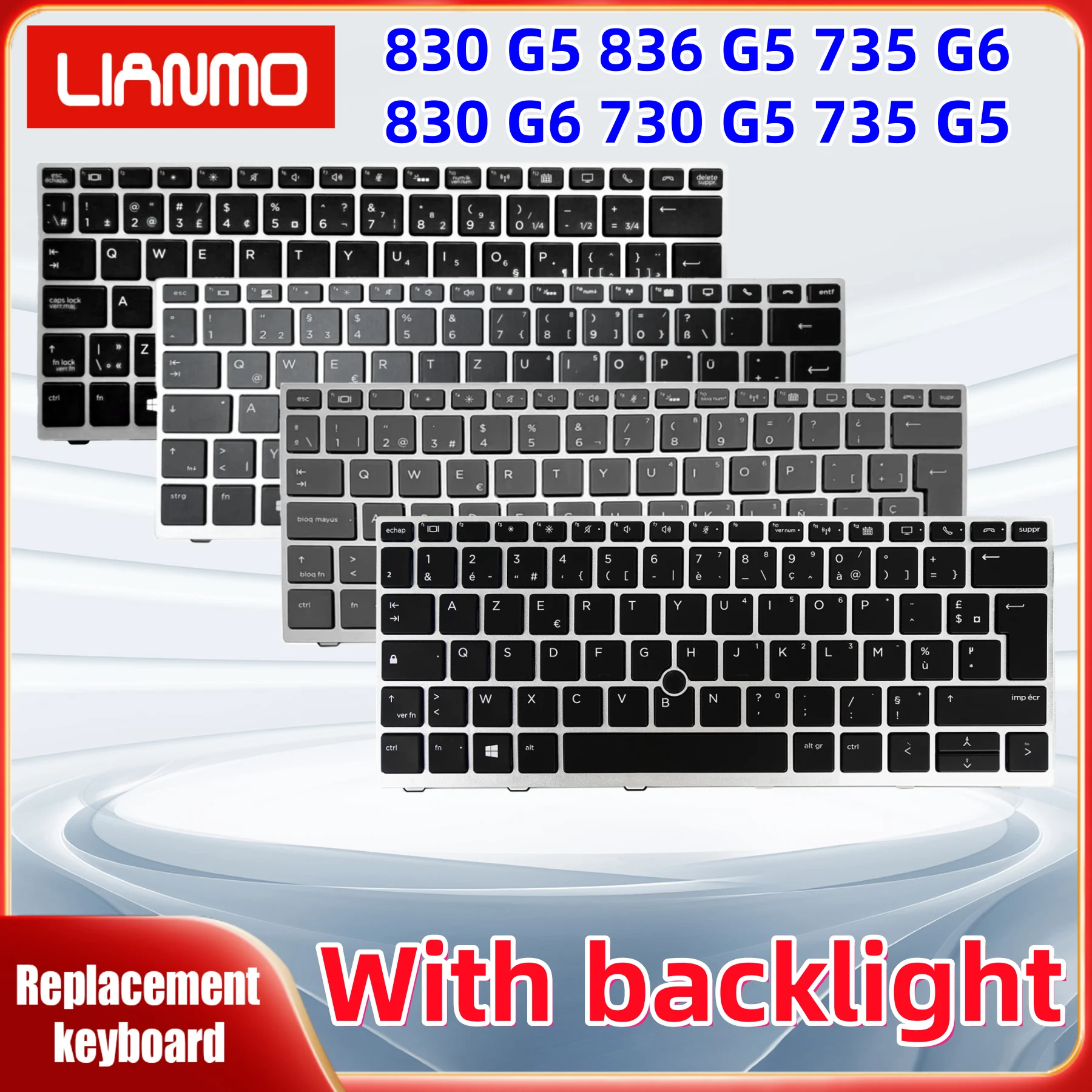 French German Spain Canadian French Sweden Italy Hungary Backlight Keyboard for HP EliteBook 836 830 G5 735 G6 830 G6 730 735 G5