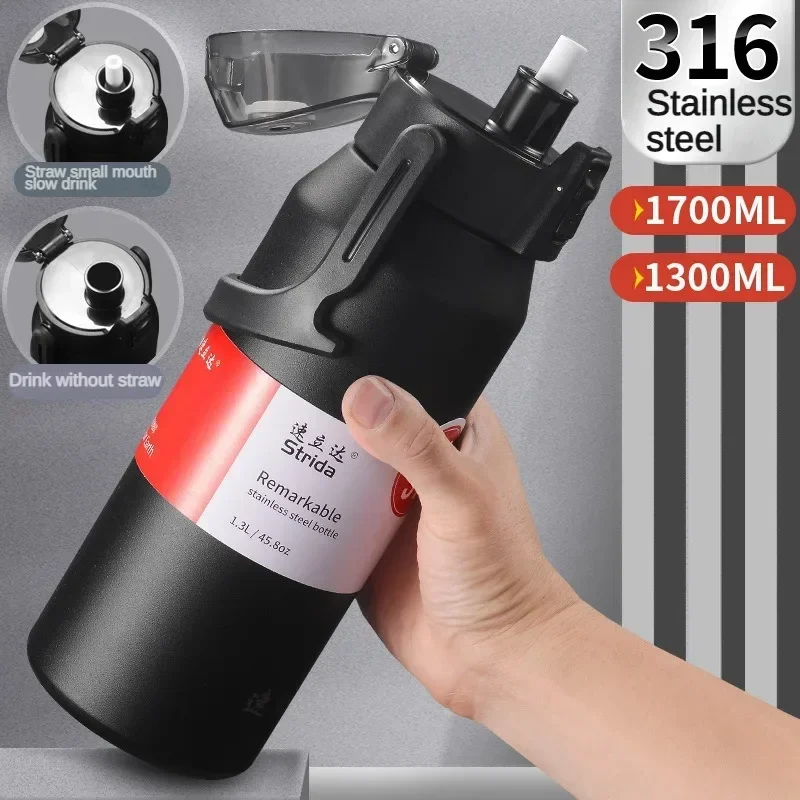 Large Capacity 316 Stainless Steel Vacuum Flask with Straw Perfect for Outdoor Sports and Travel Stainless Steel Water Bottle