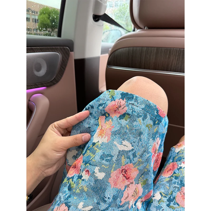 2026 Summer Men's Fashion Casual Island Style Knitted Floral Shorts