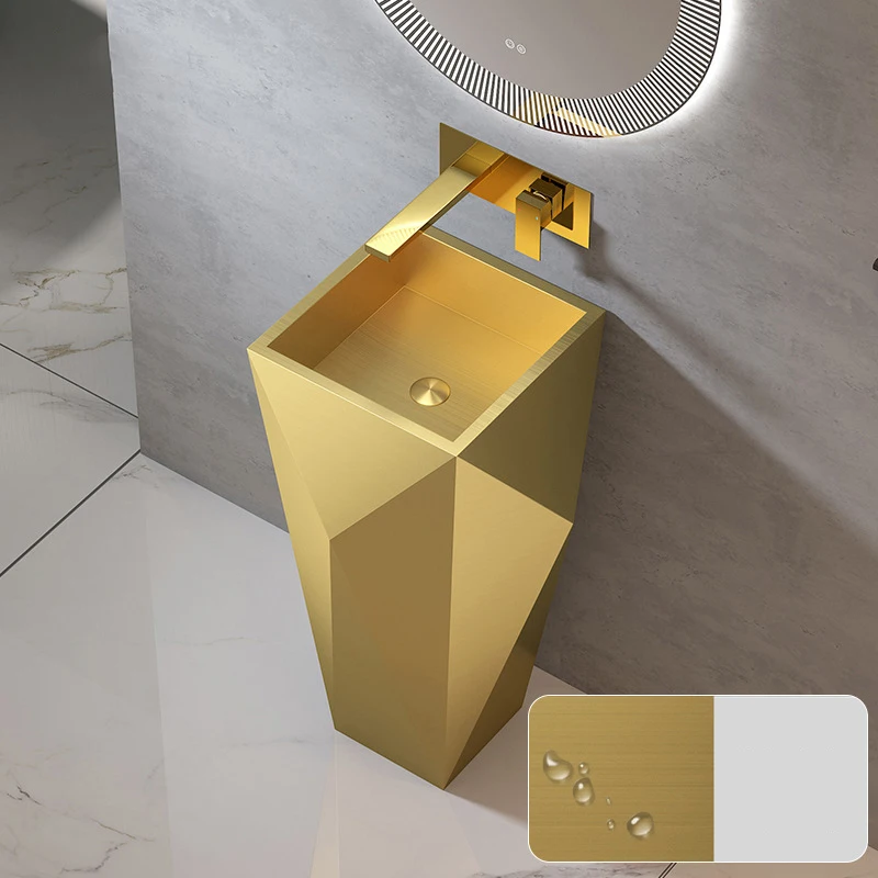 Modern Bathroom Small Washbasin 304 Stainless Steel Washbasin Ruskin Rhombus Vertical Base Washbasin Hotel