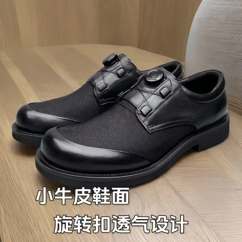 2026 Men Black Dress Shoes Loafers Summer New Hollow Out Leather Luxury Business Shoes Party Office Man Shoes Zapatos De Hombre