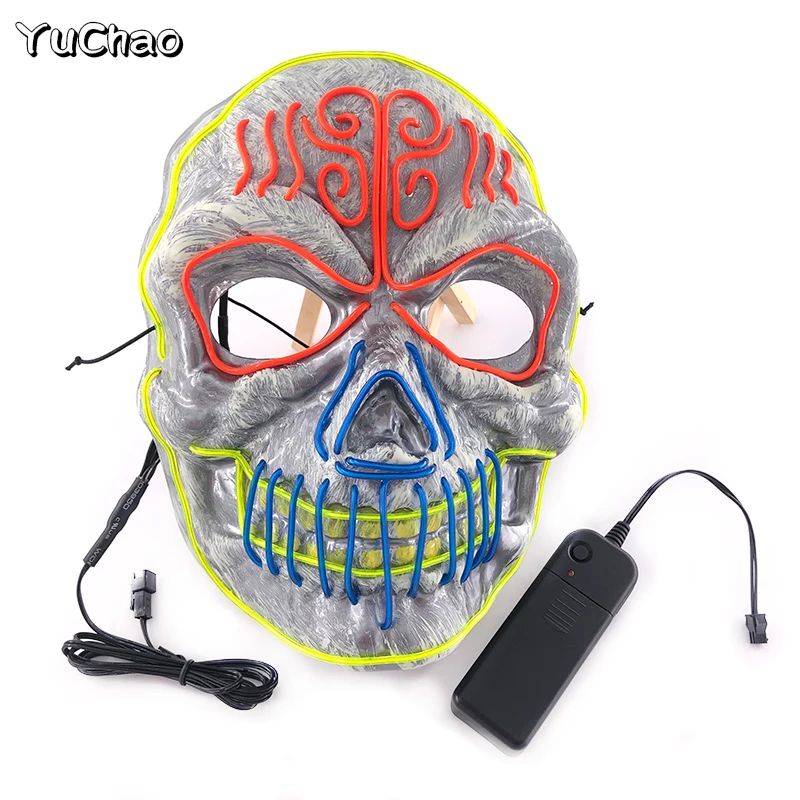 Leuchtendes Muster Ghost King Maske Cosplay Ghost Masquerade Street Dance Kostüm Requisiten Led Gesichtsmasken Leuchtende böse Maske für Männer