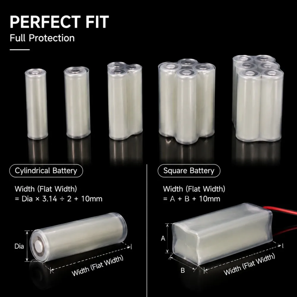 Transparent 18650 Lithium Battery Film PVC 30-100mm Width Insulation Packaging Protection Battery Pack Heat Shrinkable Sleeve