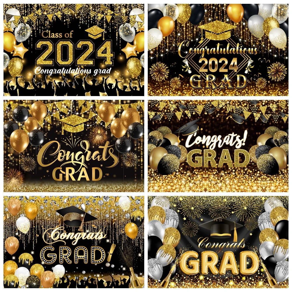 

Happy Graduation Party Backdrop Congrats Grad Class of 2024 Congratulations Graduate Photography Background Decor Photo Studio