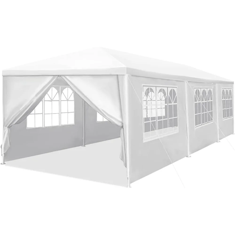 

10X30ft Outdoor Gazebo, Canopy Tent Heavy Duty Wedding Party Tent with 8 Removable Sidewalls for Outdoor Wedding, BBQ, Camping,
