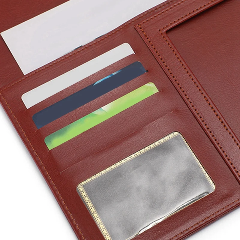 A16R-A4 PU Padfolio File Folder Portfolio Business Document Holder Metal Clipboard Pad Document Organizer Holder