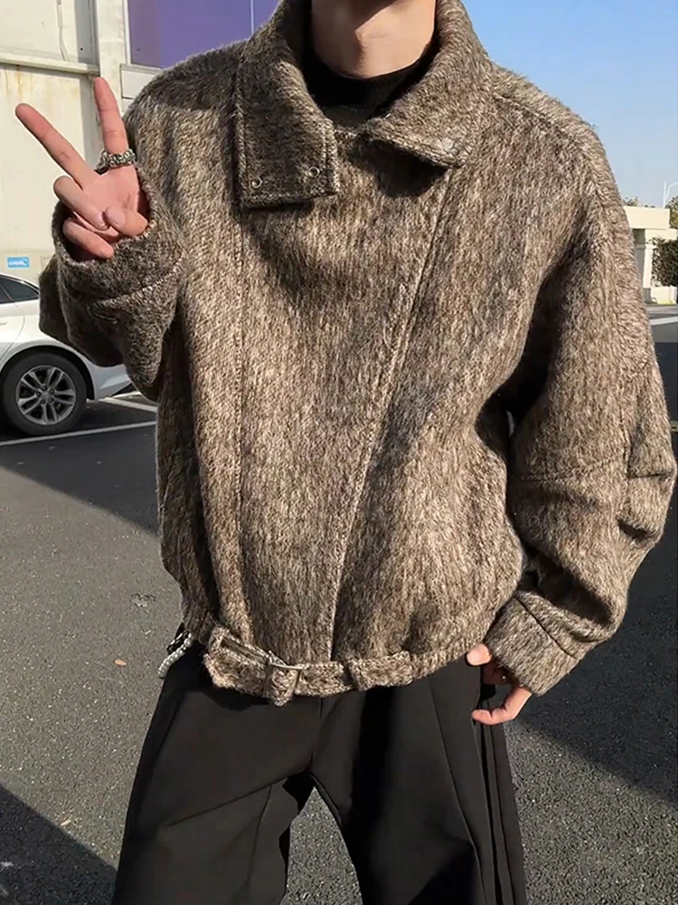 

Caramel ort Thiened Woolen Coat Men's Winter Korean Sle Warm Cotton Jaet Stand Collar Stand Fit Daily Wear