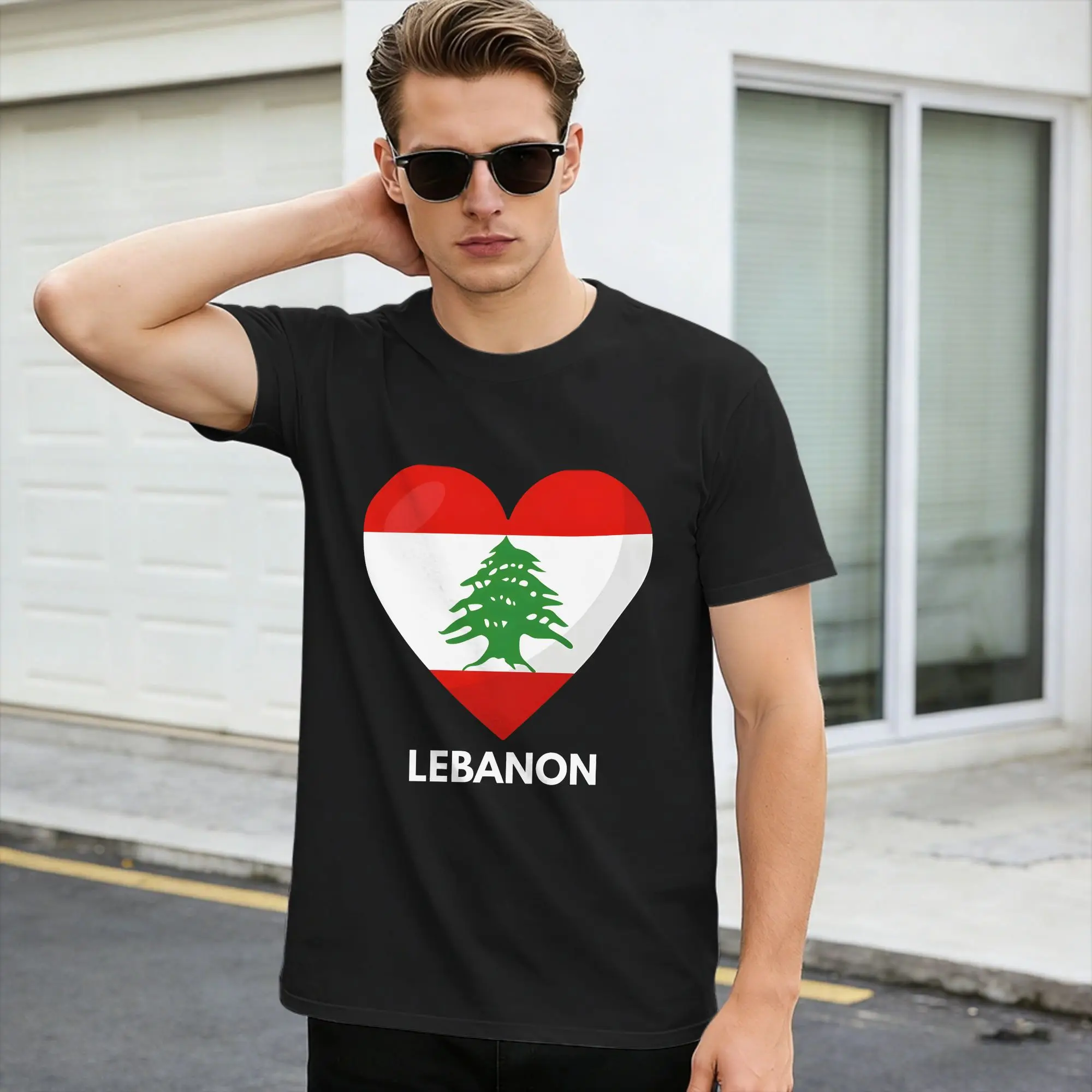 Lebanon T Shirt Summer heart Hip Hop T-Shirts Cotton O-Neck 4XL 5XL 6XL Top Tees Short Sleeves Vintage Tshirt,