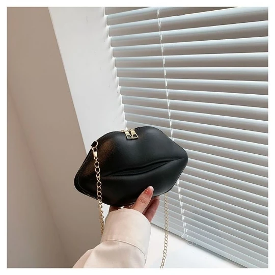 New Blue Solid Girl Mini Woman Messenger Shoulder Bag PU PVC Leather Women Luxury Lady Small Handbag Purses Love Lips Bag