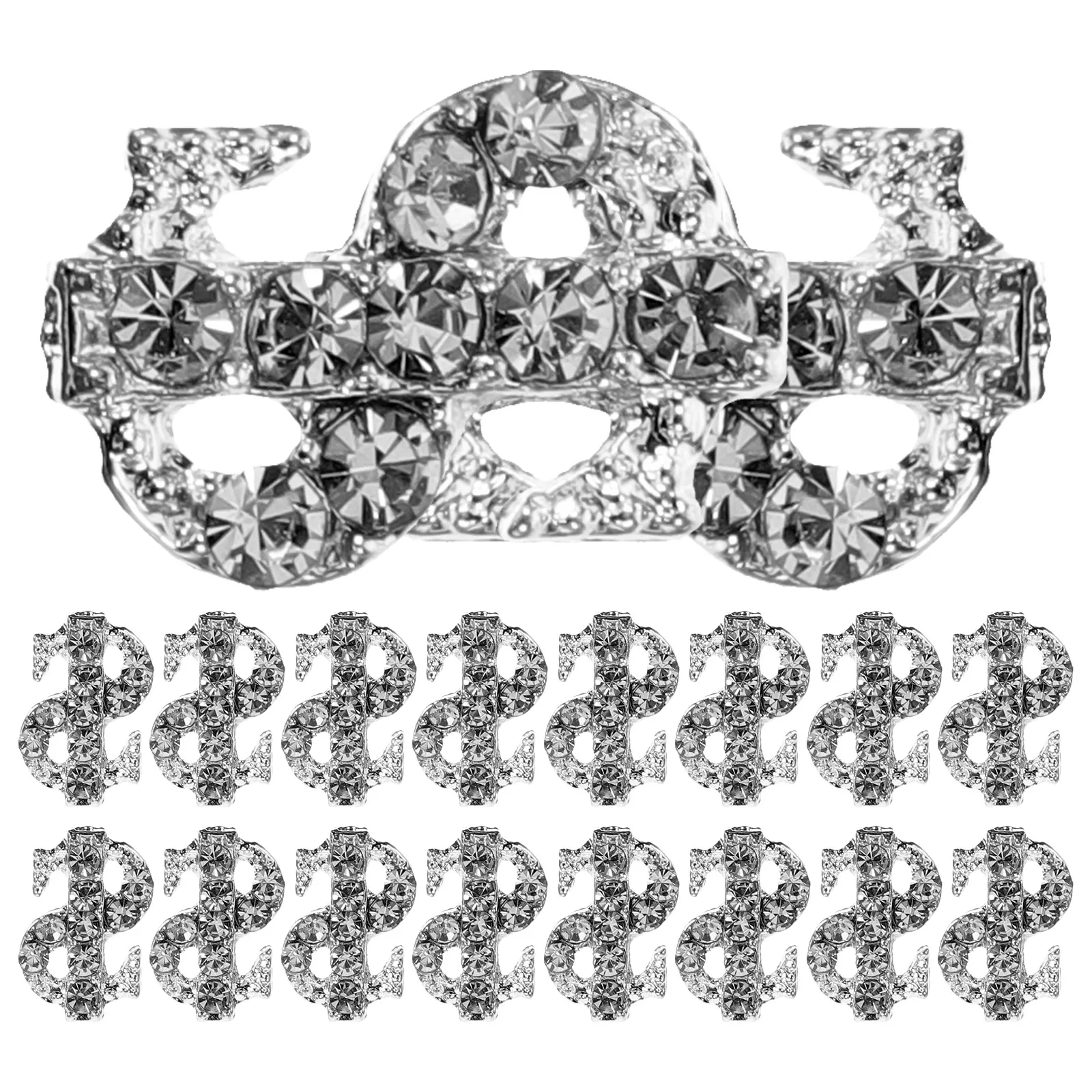 

20 Pcs Dollar Sign Nail Pants Decor Alloy Charms for Nails Design Flash Drilling Fake Punk Decorations Jewelry Miss