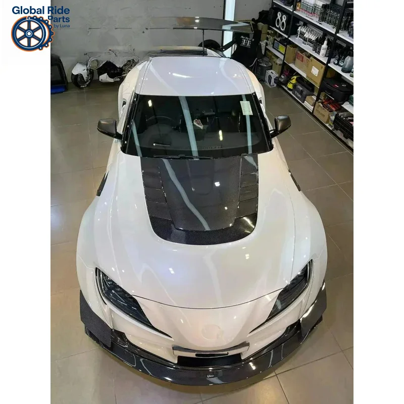 

Подходит для высококачественного переднего капота FORToyota GR Supra A90/A91 MK5, V-образного стиля, углеродного волокна.