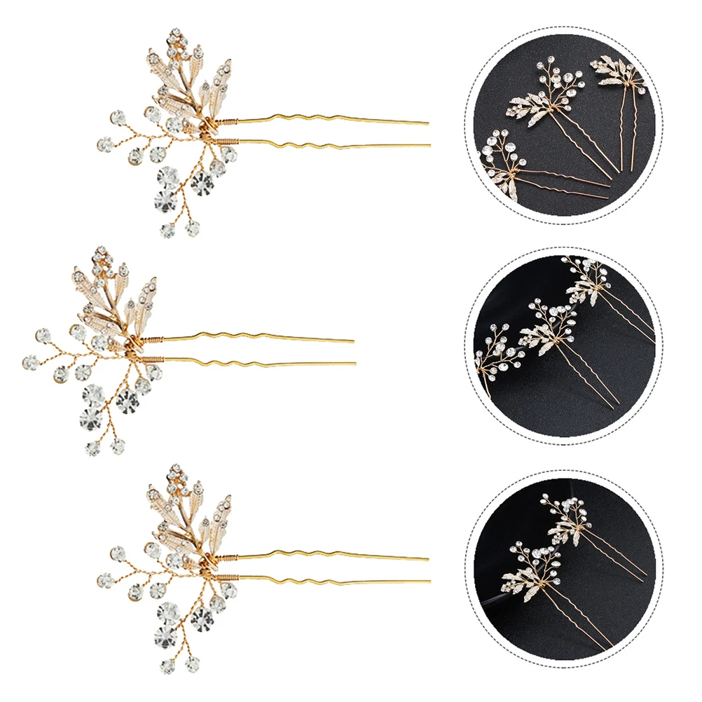 

3-х шт., комплект свадебных заколок для волос, головные уборы из золотого сплава для свадебной вечеринки, аксессуары для волос для женщин и девочек, легкие, неувядающие, блестящие