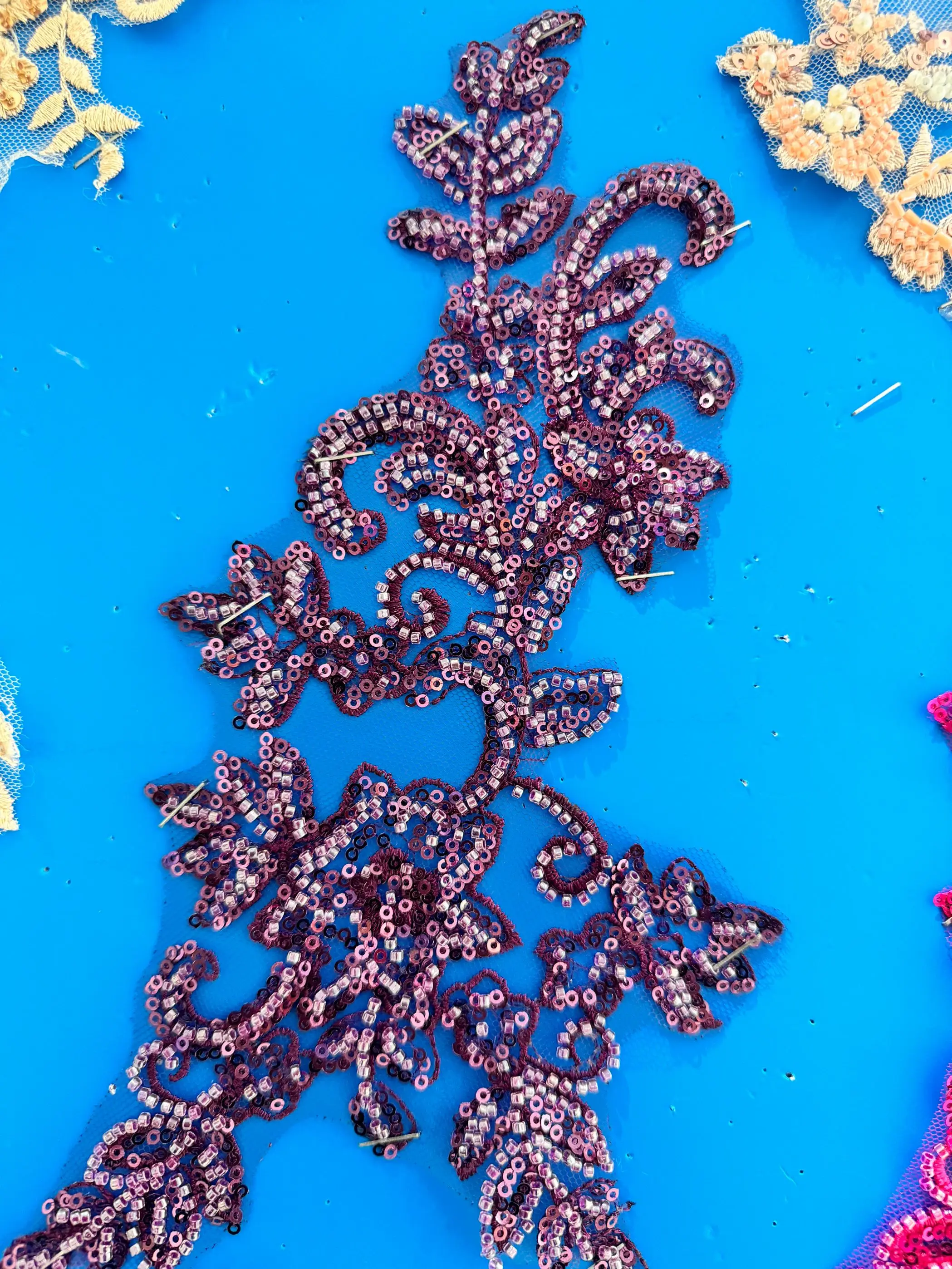 Handmade DIY Appliqued Material Evening Dress Neck Fabric Beading Beads Sequin Appliqued Apparel Decoration