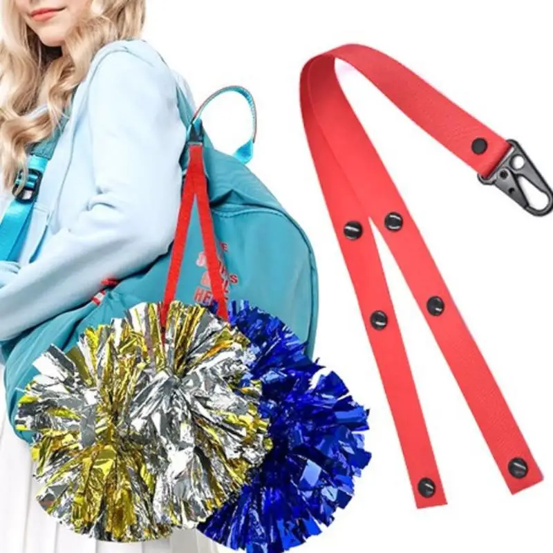 Bag Organizer Cheerleader Poms Holder Durable Hanger Black Red Cheer Pom Lanyard Lightweight Strong Hook PomPom Carrier