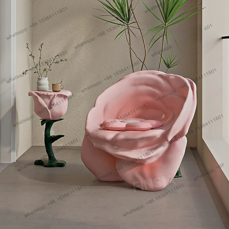 Rose Lounge Chair Living Room Balcony Bedroom Single Backrest Modern Designer Chair