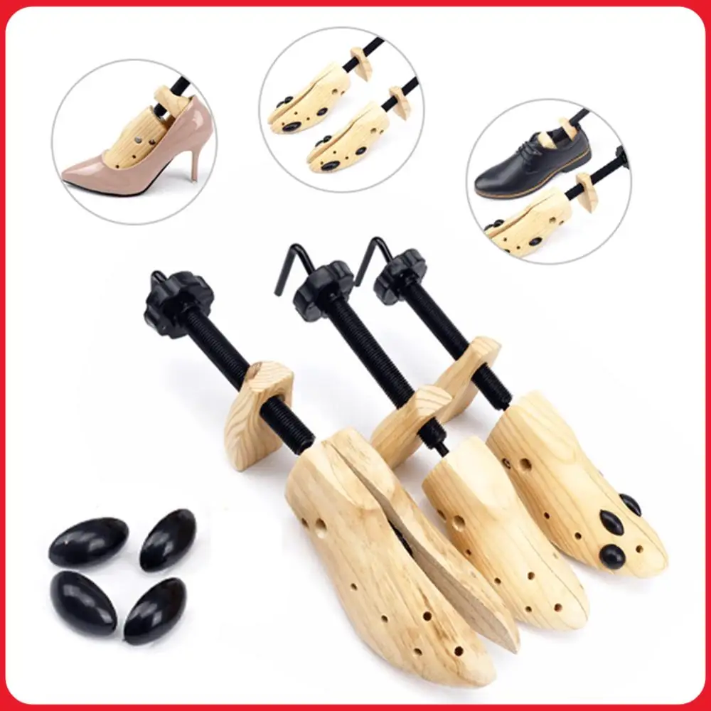 Wooden Shoe Stretcher 4-Way Boots Expander Adjustable Length Width Shoes Shaper Rack for Wide Feet