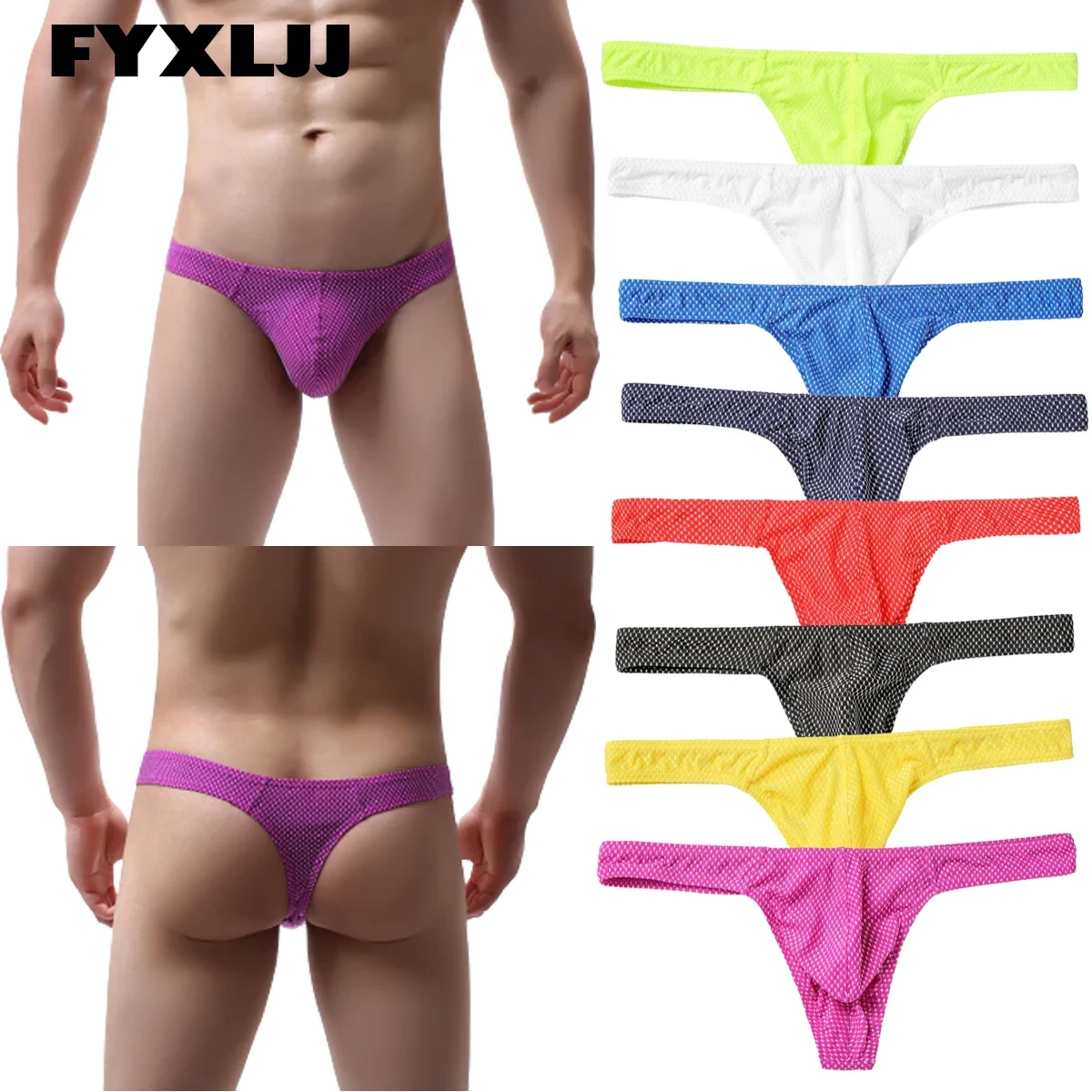 

FYXLJJ U Convex Mens Briefs Sexy Ice Silk Thin Men's G String Thong Tangas Bikini Sexy Male T Back Thongs Underpant Tanga Hombre