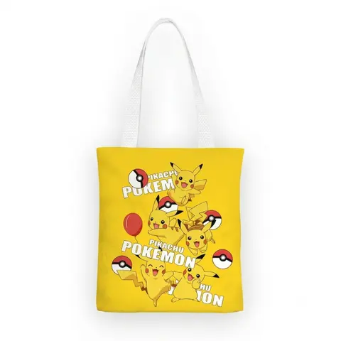 Kawaii Canvas Tote Bag Cute Anime Psyduck Squirtle Shoulder Handbag Women Large Shopping Travel Fan Merch Xmas Gift