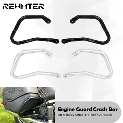 Motorcycle Black/ Chrome Saddle Bag Guard Protection Bumpers Highway Crash Bar For Harley Softail Heritage FLHC FLHCS 2018-Later