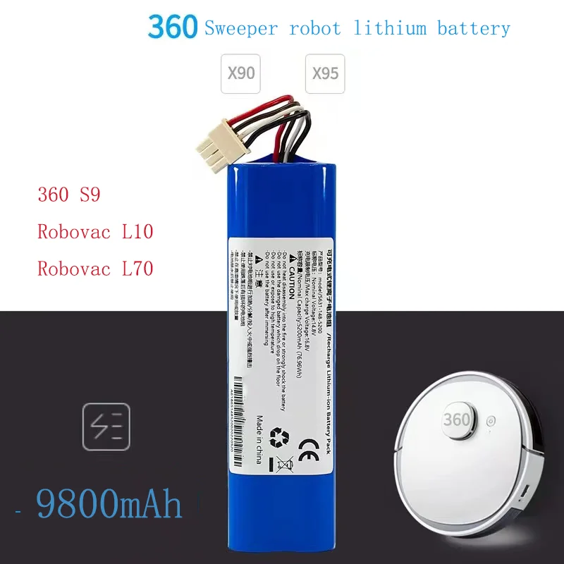 

Batería de iones de litio de 5200mAh para Robot aspirador 360 S9, accesorios de repuesto, batería de carga 9800mah6800mah