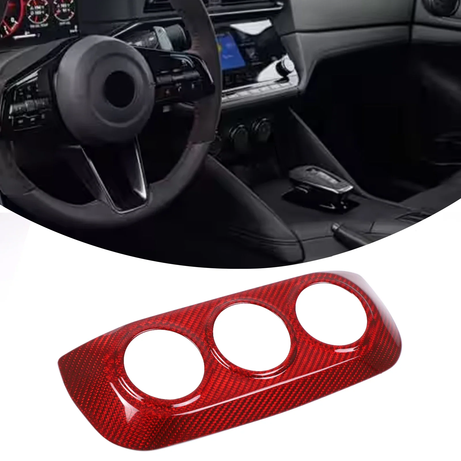 

For Nissan 400Z 2023-2025 Real Carbon Fiber Car Central Controls Air Vent Switch Panel Cover Trim Sticker Interior Accessories