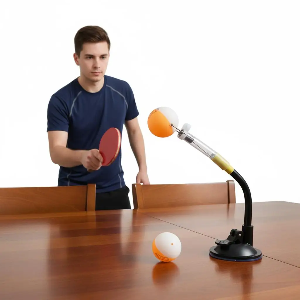 

Table Tennis Training Robot Suction Cup Mount Interactive Indoor Hand Coordination Practice with Balls for Kids Adults Lovers