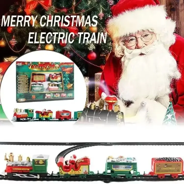 Weihnachts-Elektro-Zuggleis-Spielset mit Montageschienen, Urlaub, Kinderspielzeug, Geschenk, festliches batteriebetriebenes Lokomotiv-Set