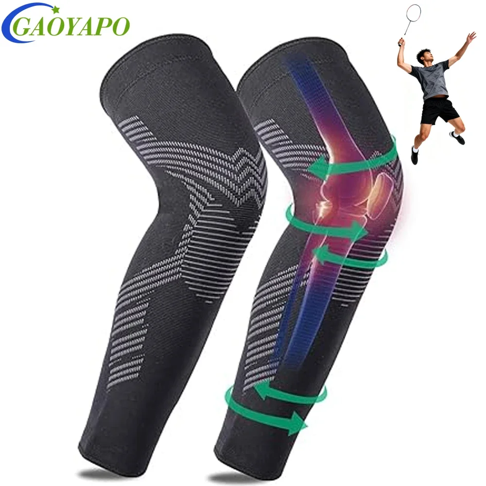 1/2PCS Copper Compression Leg Sleeve for Men & Women - Full Length Long Knee Leg Sleeve for Knee Supoort, Runner, Basketball