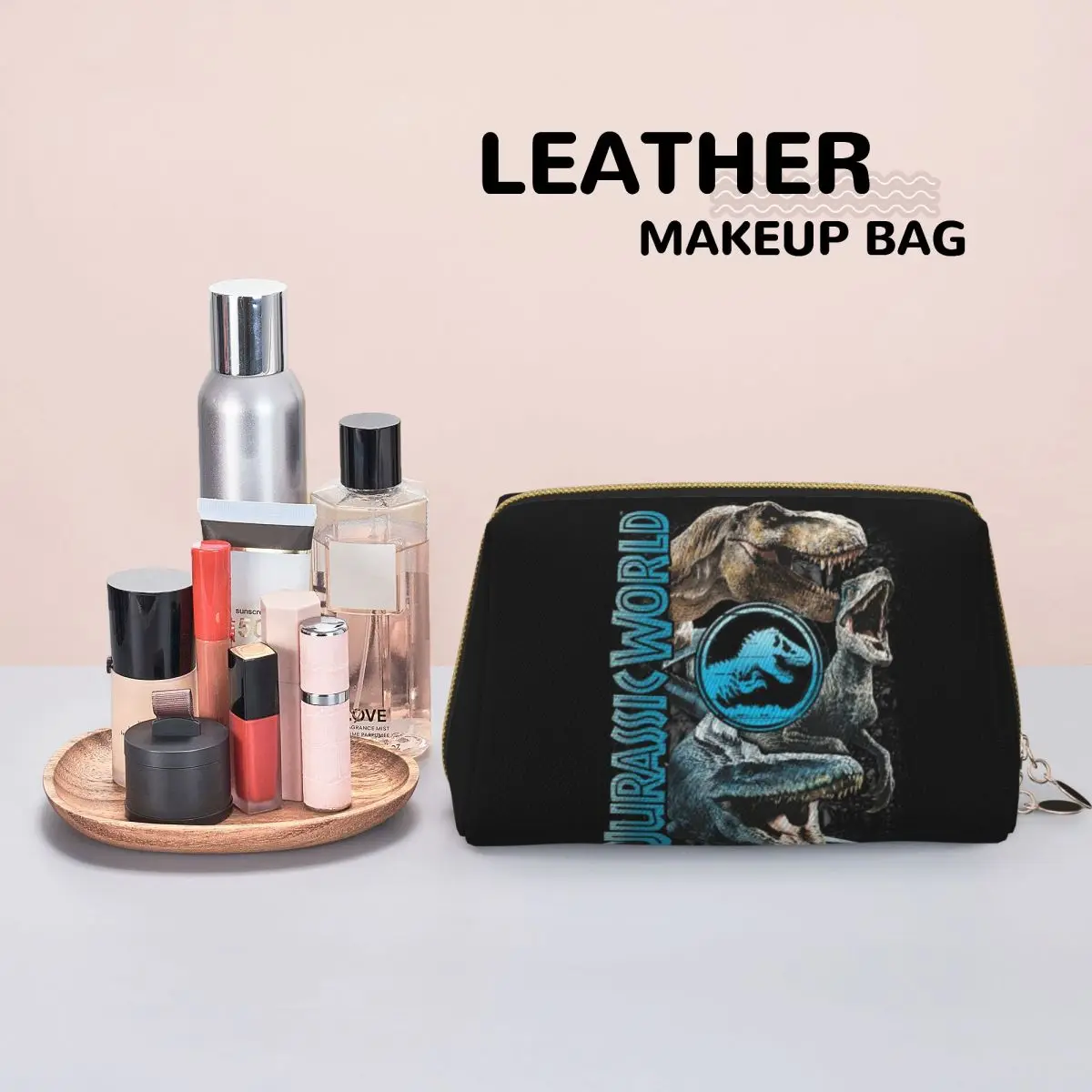 Jurassic World Dinosaur Movie Women Cosmetic Bag Travel Makeup Organizer Pouch Toiletry Storage Dopp Kit Case