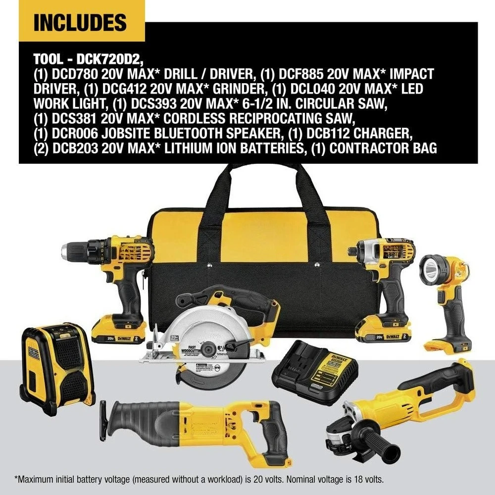 

20V MAX Combo Kit, Compact 7-Tool (DCK720D2)