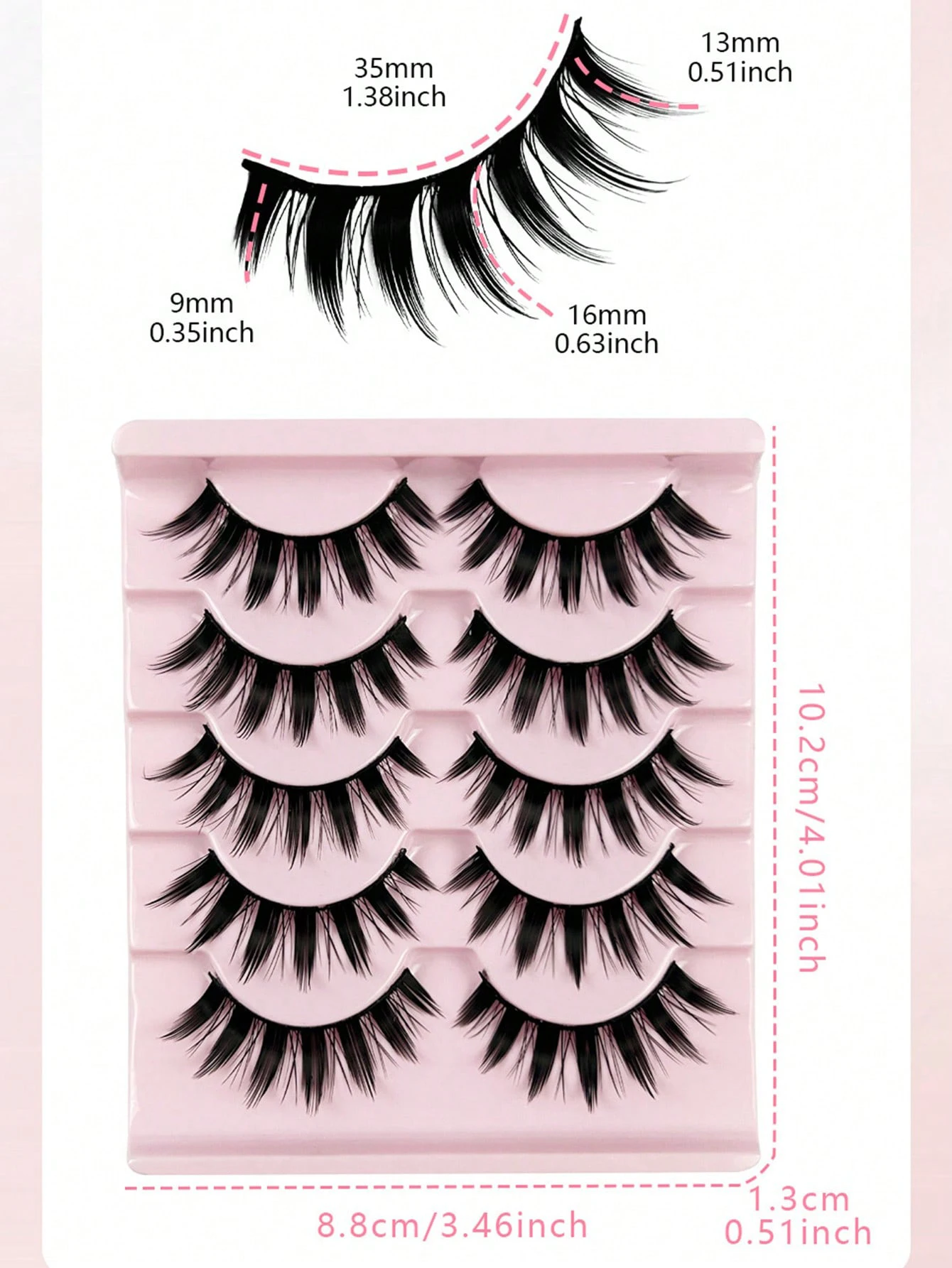 5 pares de cílios postiços estilo cômico de cauda afiada dramática – maquiagem de olhos de boneca grossa, adequada para dramatização e uso diário, leve