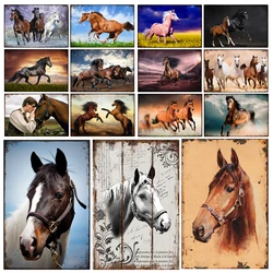 Vintage Horses Plaque Metal Tin Sign, Retro Bar, Home, Farmhouse Decor, Animal Steed Art Posters, Wall Sticke