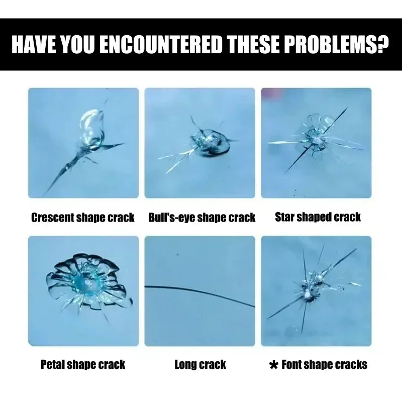 طقم إصلاح الكراك الزجاجي لشقوق الزجاج الأمامي للسيارة والخدوش والرؤية الواضحة وسائل إصلاح الكراك اللاصق