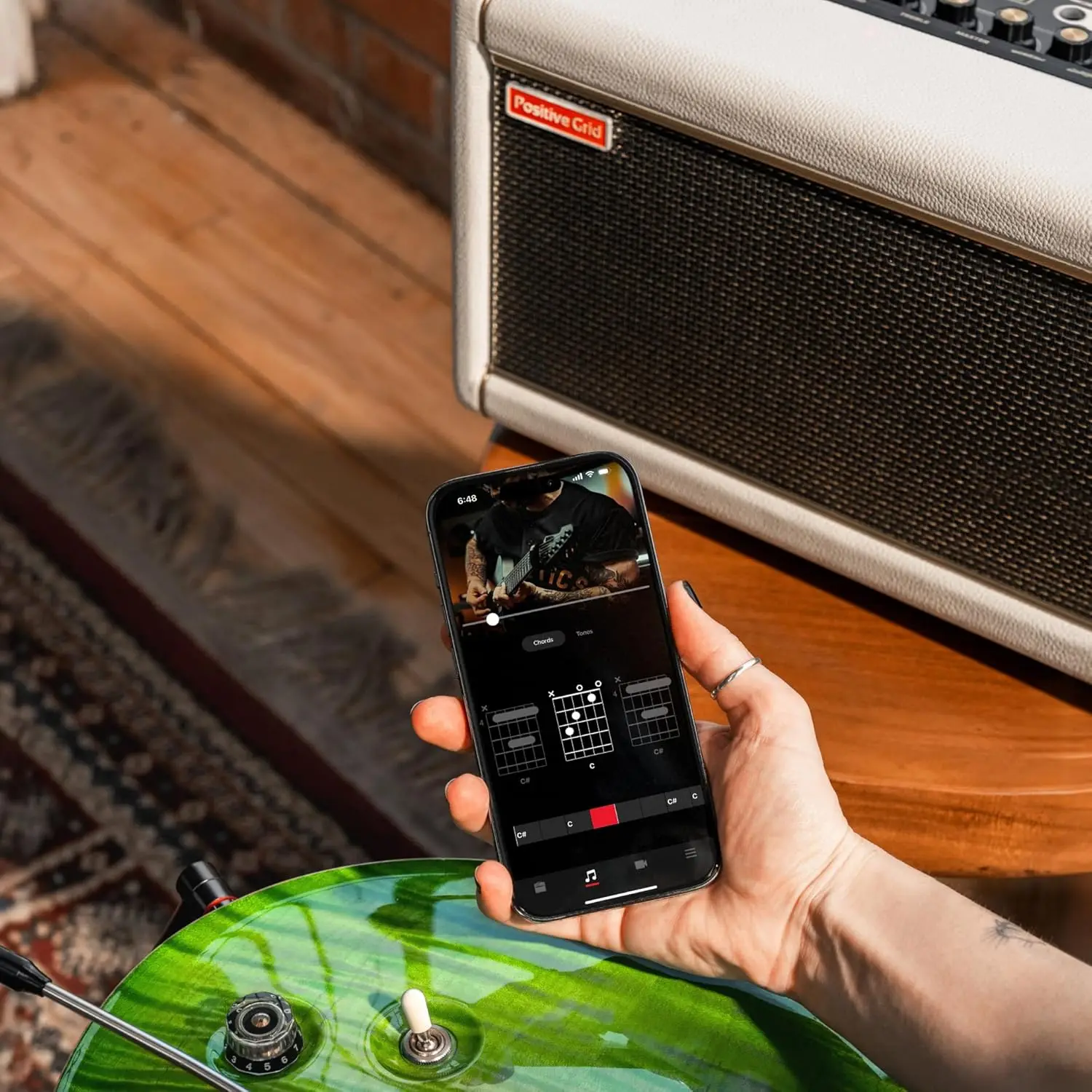 Inteligentny wzmacniacz gitarowy o mocy 50 W i głośnik Bluetooth z wbudowanym pętlą, funkcjami AI i inteligentną aplikacją elektryczną