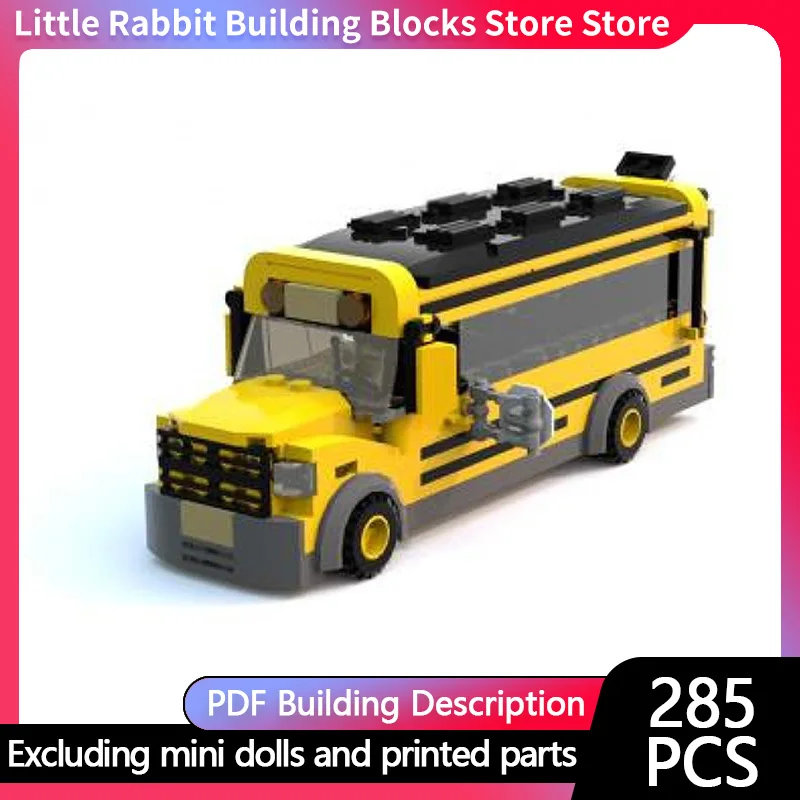 City Car Model MOC Building Bricks School Passenger Service Bus Modular Technology Children Holiday Gifts Assemble Toys Suit