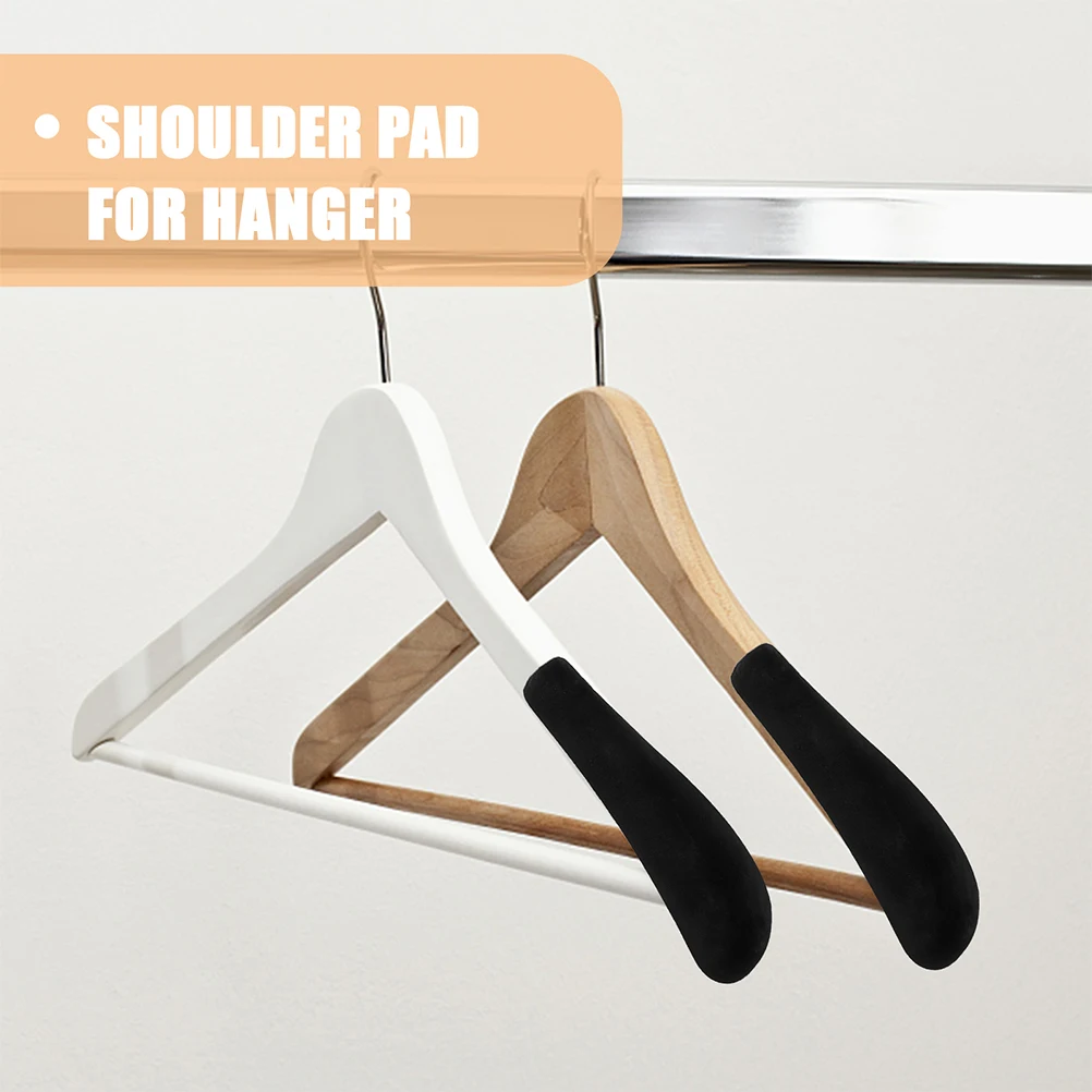 

12pcs Black Shoulder Forms Flocked Hanger Pads Antislip Shape Protection Easy Install Hanger Shoulder Protectors For