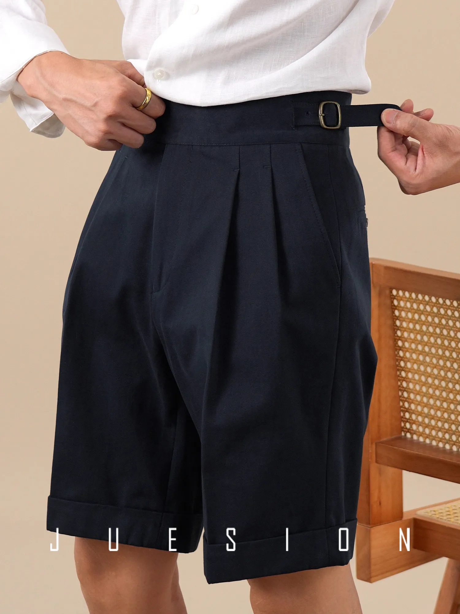 [100% cotton washed] Gurkha casual shorts men's Italian double-knife straight-leg loose five-point pants