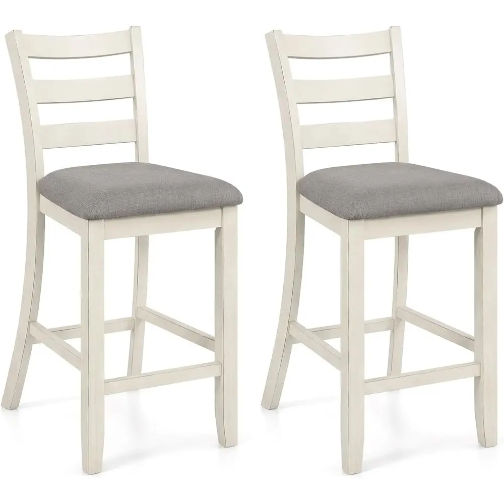 

Комплект из 2-х барных стульев высотой 26 дюймов с мягкой обивкой, спинкой, мягким сиденьем и подставкой для ног, для кухонного острова, столовой, паба (бежевый)